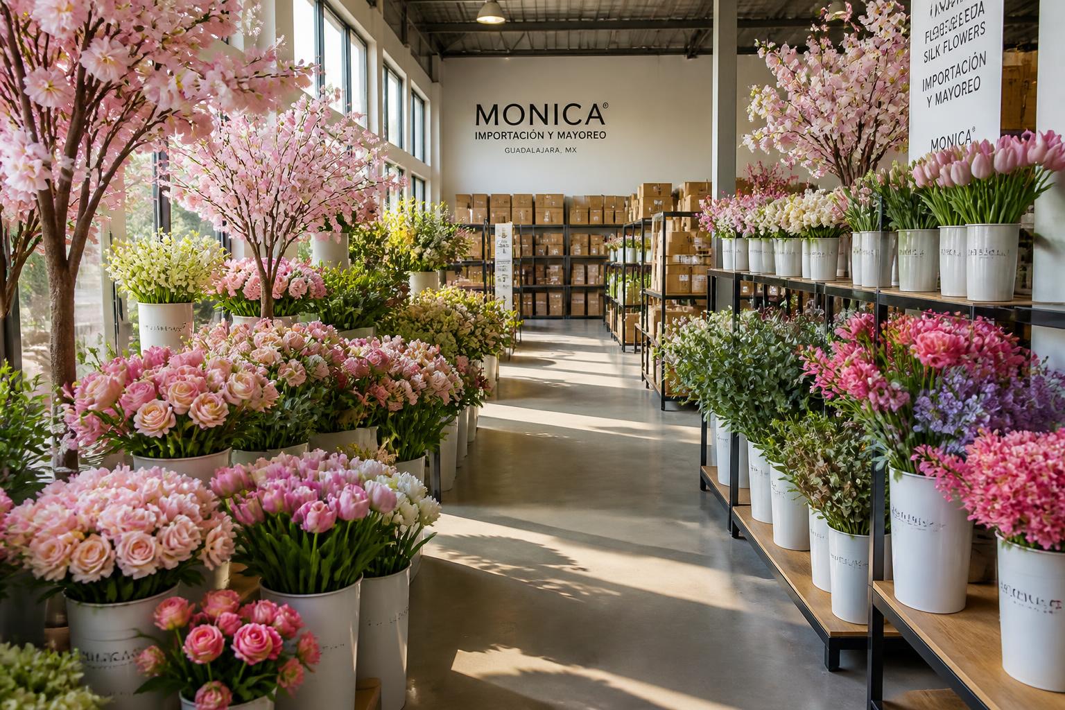 Bodega de flores artificiales de seda en Guadalajara, México